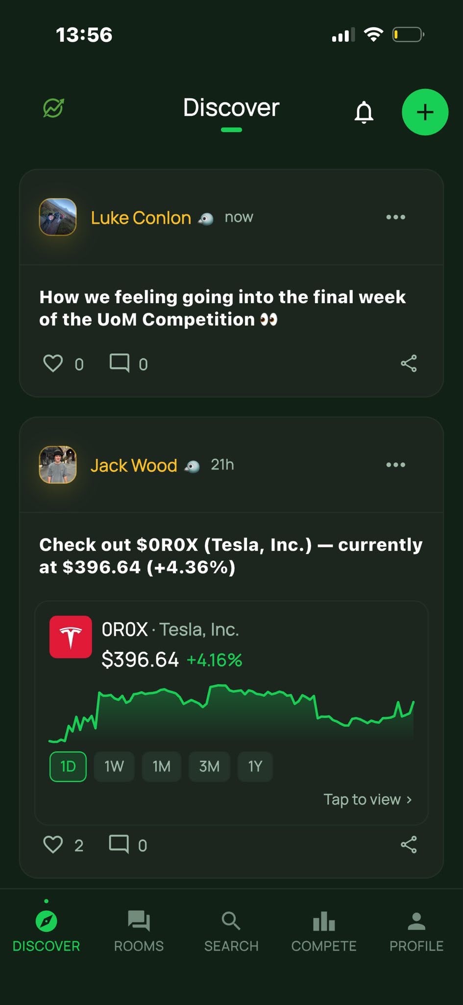 Discover feed of posts from real investors